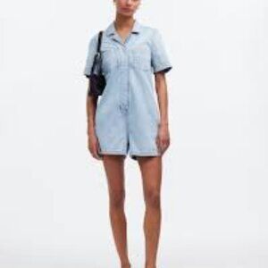 Madewell Women's Denim Utility Romper in Fitzgerald Wash Size XXL EUC